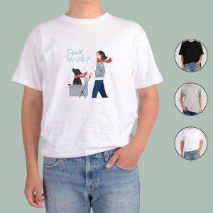 반팔티셔츠 산책 강아지 귀여운 디어마이펫 그림 다양한색상 전사이즈