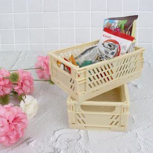 아이보리 정리함 미니 폴딩박스 펜트리수납함 접이식