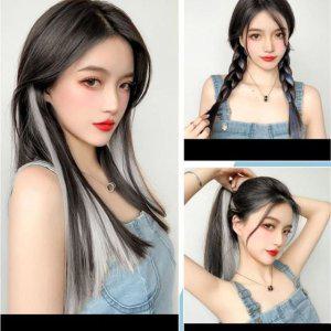 똑딱이 포인트 투톤 붙임머리 브릿지 부분가발