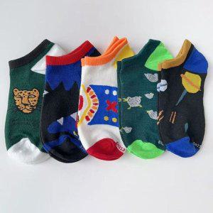 삭스 귀여운 캐릭터 발목양말 단목 남성 세트 5종