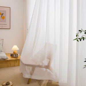 핀형 거실커튼 호텔 화이트 쉬폰 나비주름 키밍 카페