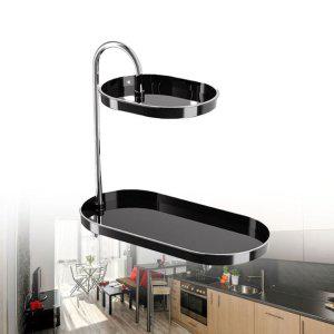 설거지통 컵정리대 컵걸이 모던 2단 선반 트레이 블랙