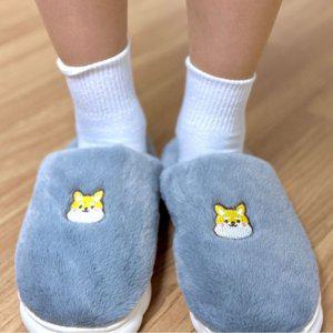 부드러운 시바견 실내 털슬리퍼 1P 겨울 사무실 보온 신발 실내화 논슬립