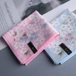 여성용 손수건 면 닦기 땀 꽃 벚꽃 핑크