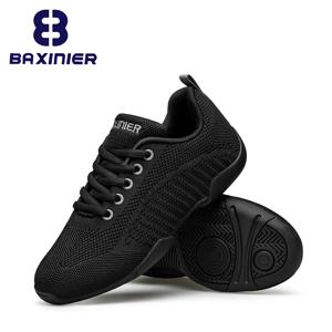 BAXINIER Girls Black Cheer Shoes 트레이너 통기성 어린이 훈련 댄스 신발 경량 청소년 응원 경쟁 스니커즈