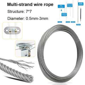 10M ~ 5M 직경 0.5mm-3.0mm 7X7 구조 304 스테인레스 스틸 와이어 로프 alambre 케이블 부드러운 낚시 리프팅 케이블