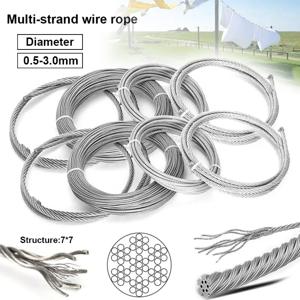 직경 0.5-3mm 5/10m 스테인레스 스틸 와이어 로프 with a of7*7 구조 소프트 낚시 케이블 리프팅 로프 당겨 건조 랙 와이어 로프