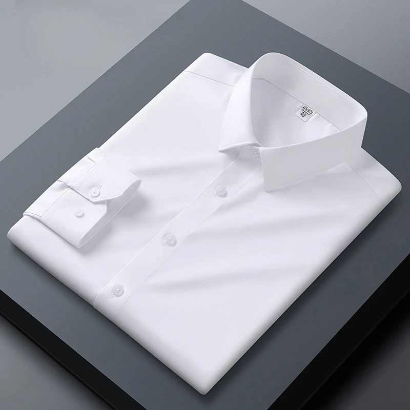 그레이 셔츠 남성용 긴팔 다림질 및 주름 방지 솔리드 컬러 비즈니스 캐주얼 남성용 봄 셔츠 사이즈