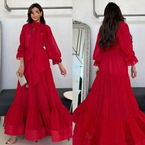 Jiayigong 무도회 새틴 드레이프 파티, A 라인 하이 칼라, 맞춤식 가운, 긴 드레스