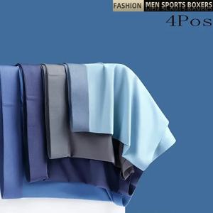 4Pcs 남자 속옷 얼음 실크 남자 복서 Graphene 남자 팬티 통기성 편안한 멋진 남자 팬티 초박형 BoxerShorts
