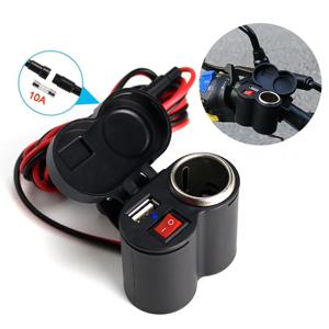 12V 오토바이 핸들 바 USB 충전기 핸드폰 모바일 태블릿 GPS에 대 한 스위치와 방수 담배 라이터 소켓