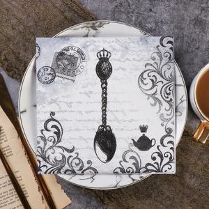 다채로운 인쇄 종이 냅킨, 흑백 얼굴 조직, 순수 목재 펄프, 일회용 종이 플레이스매트, 20 매, 2 겹 33cm, 신제품