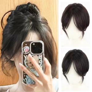 합성 3D Bangs 클립 인 Bangs 확장 자연 가짜 프린지 토퍼 헤어 피스 보이지 않는 Clourse Bangs 커버 헤어 피스 헤어