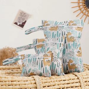 Elinfant3pcs 천 기저귀 습식 건식 가방 방수 재사용 가능한 여행 해변 수영장 보육 더러운 아기 항목 수영복을위한 요가 체육관 가방