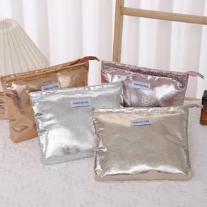 패션 반짝 이는 장식 조각 화장품 가방 휴대용 여성 클러치 지퍼 주머니 핸드백 메이크업 세면 용품 스토리지 스퀘어 가방 도매