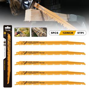 TOLESA 5PCS 목재 가지 치기 왕복 톱 블레이드 5 TPI Sawzall 블레이드 녹색 목재 건설 목재 절단 PVC 파이프 절단 CRV
