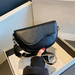 PU 가죽 캐주얼 여성용 숄더 백 여성용 플랩 크로스 바디 백 안장 가방 2 스트랩 레트로 핸드백