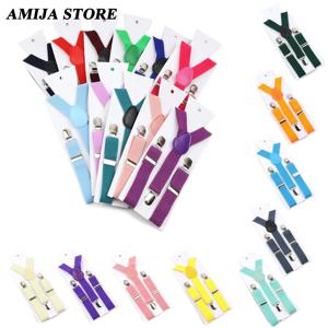 새로운 Soild 컬러 어린이 벨트 키즈 다채로운 세이지 그린 블랙 멜빵 클립 온 Y 백 교정기 나비 넥타이 탄성 조절 선물