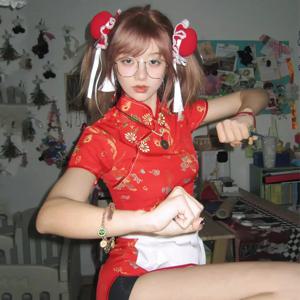 중국어 로리타 코스프레 섹시한 Cheongsam Qipao 여성용 전통 동양 드레스 애니메이션 COS 할로윈 의상 만다린 드레스