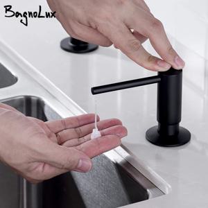 매트 블랙 실리콘 튜브 스테인리스 스틸 프레스 헤드 설거지 액체 비누 디스펜서 데크 장착 연장 호스 더 긴 고무