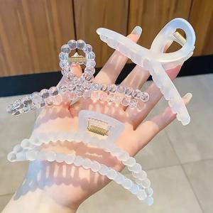 두꺼운 머리카락과 얇은 머리카락 모두를 위한 3개입 4.5인치 대형 투명 집게핀 세트, 여행용 헤어 그립으로 안전한 헤어 스타일링을 위한 제품