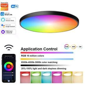 24W 투야 천장 조명 Wifi 블루투스 AC85-265V RGB WW CW 거실 장식 LED 램프 스마트 라이프 앱 (알렉사, 구글 홈 지원)