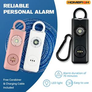 홈피쉬 여성용 개인 안전 사이렌 알람 130dB 사이렌 스트로브 & 키체인 3가지 색상 AF2004 도난 방지 도움 요청