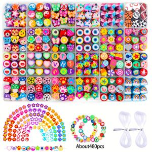 15-28 그리드 폴리머 클레이 비즈 세트, 레터 모조 진주 비즈 키트, 부드러운 도자기 비즈 선물 상자, DIY 공예 보석 제작용