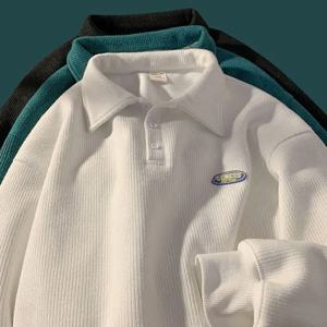 추동 폴로넥 맨투맨 젠더리스 빈티지 ins풍 상의에 루즈핏 기모 도톰함 후드티