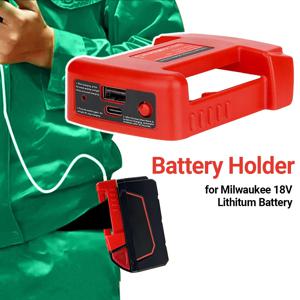 밀워키 18V 리튬 배터리 용 USB 충전기 어댑터 휴대용 Type-C 포트 고속 충전 배터리 보관 랙 홀더 케이스