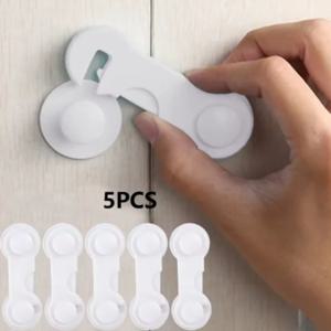 다용도 아기 안전 잠금 장치 5개 – 캐비닛, 서랍 및 방 잠금 세트 |   안티 핀치 폴리오 디자인 |   필수적인 가정 보호