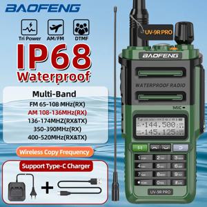 Baofeng UV-9R 프로 워키토키, IP68 방수, 전체 대역 무선 복사 주파수, 128CH AM FM, C 타입 장거리 양방향 라디오