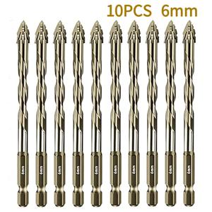 콘크리트 타일 세라믹 목재 드릴링 도구에 대 한 10PCS 6mm 4 플루트 톱니 편심 드릴 비트 다기능 드릴 비트 세트