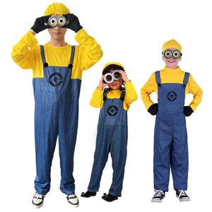 노란색 수리공 전체 가족 코스프레 의상 점프 슈트 가장 무도회 드레스 비열한 나 카니발 파티