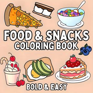 맛있는 음식 및 스낵 테마의 성인 색칠책 - 생일 선물로 완벽한 7.8인치 생생한 일러스트레이션
