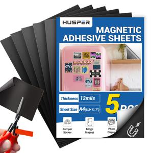 HUSPER 5Pcs A4 자기 접착 시트 화이트 보드 용 유연한 12Mil 두께 스티커 메모 용지 홈 & 사무용품
