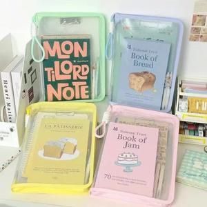 1PC A4 투명 지퍼가 달린 문서 보관 가방 밝은 색상 휴대용 문서 가방 고가 책 가방