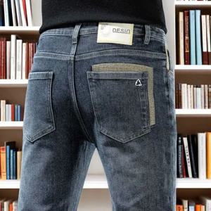 봄 가을 2025 남성 하이 엔드 패션 캐주얼 바지 스트레이트 레그 슬림 피트 롱 데님 청바지 잘 생긴 카고 캐주얼 바지 남성
