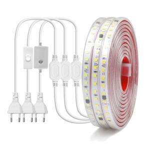 디밍 가능 LED 스트립 라이트 220V 스위치 EU 전원 디머 키트 방수 2835 120LEDs/M 고휘도 플렉스 테이프 홈 데코 0.5M 10M 20M