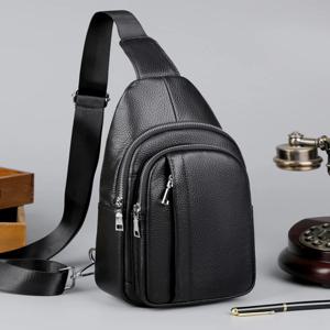 새로운 남성용 가슴 가방 캐주얼 트렌디 가죽 숄더백 대용량 휴대용 고급 남성용 크로스백 가죽