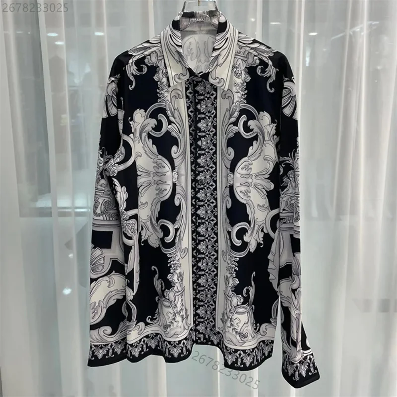 남성 클래식 긴소매 라펠 셔츠, 고품질 모던 셔츠, 다용도 남성 상의 버튼 커프스. 루즈하고 슬림한 핏.