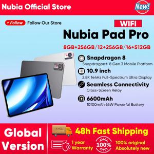 누비아 패드 프로 WIFI 스냅드래곤 8 Gen3 10.9인치 2.8K 144Hz 디스플레이 10100mAh 배터리 66W 고속 충전 20MP+13MP 블루투스 5.3