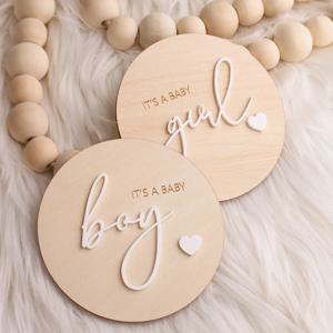 2개 세트 헬로 월드 신생아 표지판 병원용 신생아 사진 소품 남아 여아 나무 표지판 출생 알림 표지판