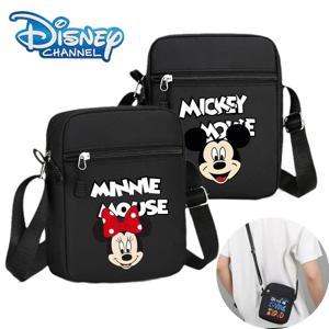 디즈니 캔버스 숄더 백 귀여운 미키 미니 마우스 휴대 전화 메신저 가방 패션 캐주얼 작은 사각형 가방 지퍼 인쇄