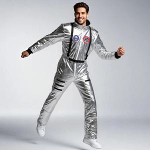 남성 여성 지퍼 수 놓은 모험 우주 비행사 정장 코스프레 의상 세트 프리미엄 품질 할로윈 파티 무대 공연