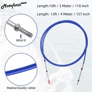 모토포티 10피트 118인치 및 13피트 157인치 마린 타입 3300/33C 스로틀 시프트 리모컨 박스 케이블 (야마하용 클레비스 포함)