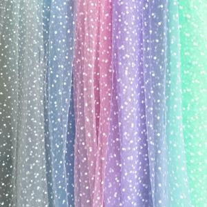 폴카 도트 튤 원단 화이트 & 카키 폴리에스터 스트레치 155cm 폭 퍼프 스커트 의류 바느질 DIY 웨딩 장식용