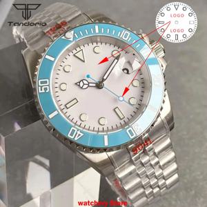 맞춤형 20atm 탄도리오 40mm NH35A 오토매틱 남성용 기계식 시계 사파이어 야광 손목시계 날짜 블루 세라믹 베젤