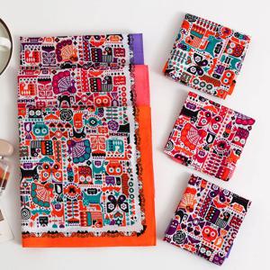 여성용 순면 프린트 손수건, 구식 얇은 흡수성 땀 닦는 손수건, 결혼식 시즌 기념품 플랩 포켓 바지 스카프, 야외 스포츠