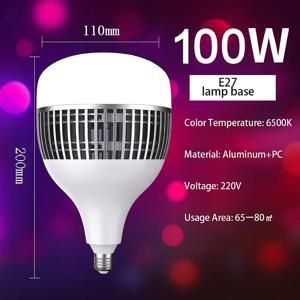 고전력 30W/50W/80W/100W/120W/150W E27 LED 전구 220V 6500K 가정용 차고 창고 사무실 조명 사용을위한 에너지 절약 램프